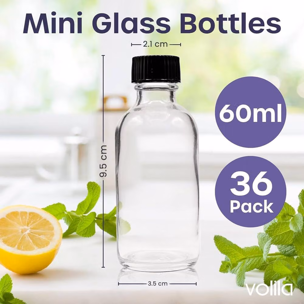 volila 30 Pack Clear Glass Juice Shot Bottles with Screw Caps – 2
