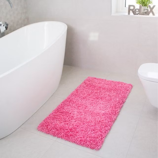 The Rug House Soft Value Shaggy Rectangular Area Rug in Pink, W: 80 cm, D: 50 cm