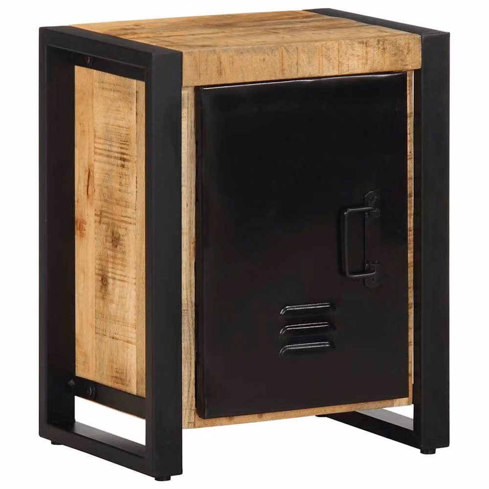 Berkfield Home Beautiful Set of 2 Rustic Brown Mango Wood Bedside Cabinets – 3