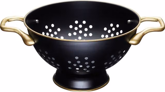MasterClass Stainless Steel Round Colander with Handles, Black and Gold, 24 cm