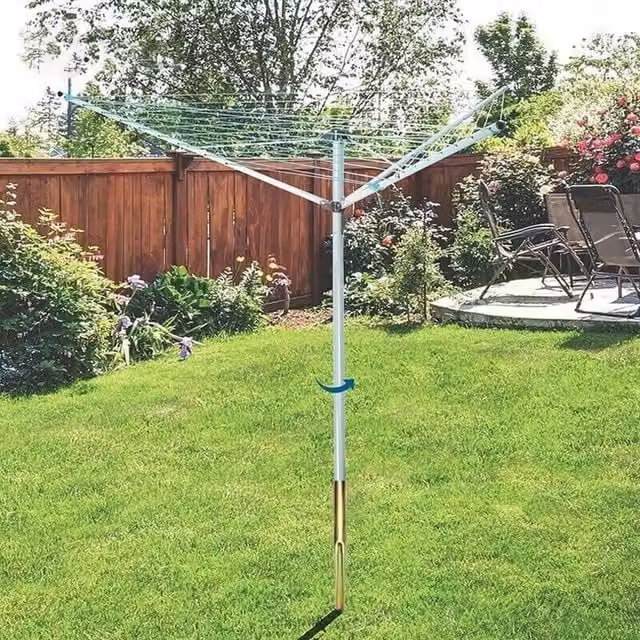 KORVIXA Rotary Airer 50m Clothes Washing Line Dryer in Silver, W: 100 cm