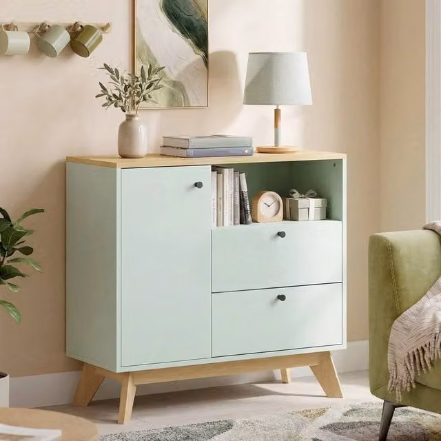 FORGEVIO Modern Green Sideboard Storage Cabinet