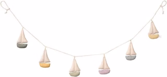 Dear April Cala Garland Sailboats Multicolour Organic Textile Hanging Nautical Decoration for Kids