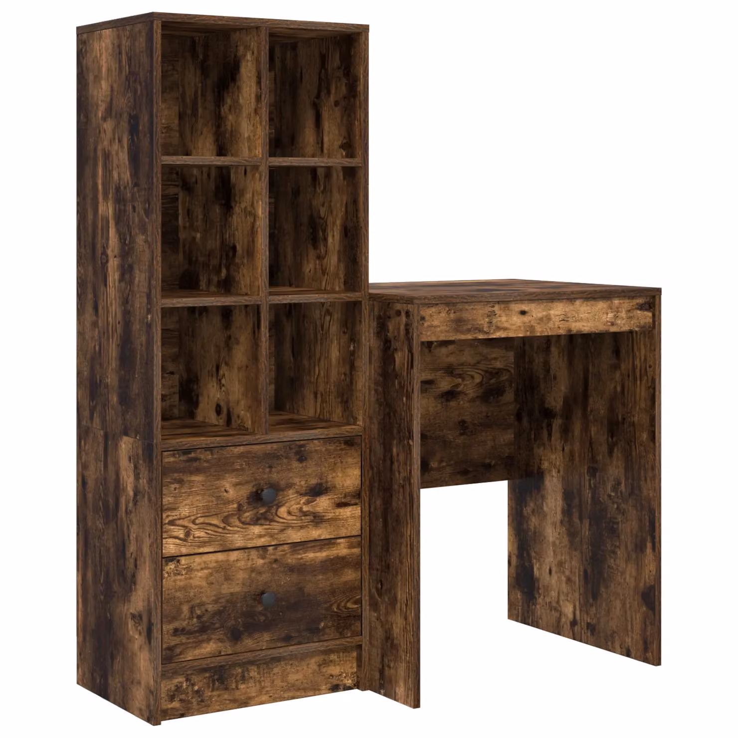 Berkfield Modern Writing Desk with Storage in Smoked Oak and Cream – 2