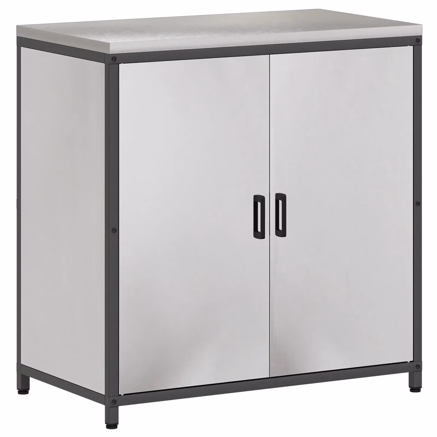Berkfield Home Modern Silver Stainless Steel Kitchen Storage Cabinet with Internal Shelves and Hinged Doors – 1