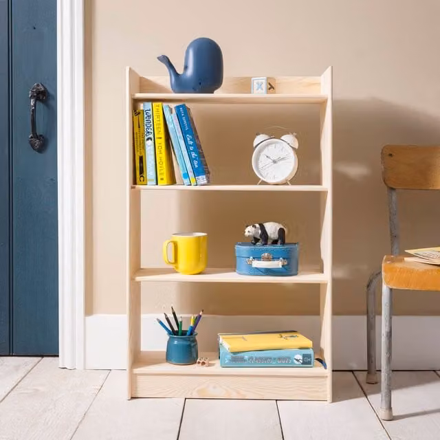 Noa and Nani Haas 3 Shelf Pine Bookcase in Brown