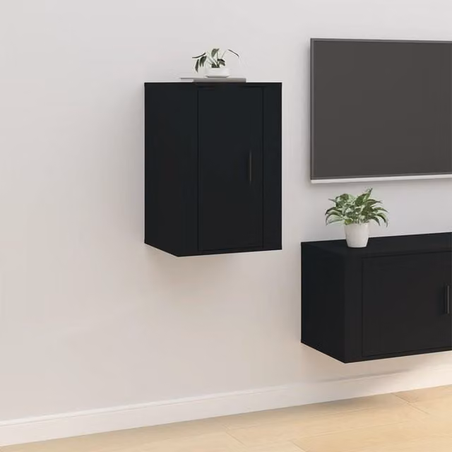 Berkfield Home Wall Mounted TV Cabinet in Black, W/D/H: 40 x 34.5 x 60 cm – 1