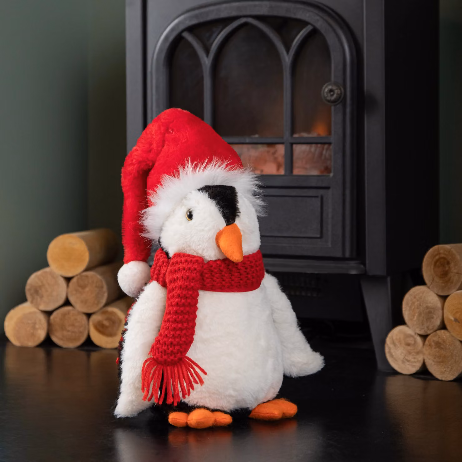Samuel Alexander White Soft Cuddly Puppa Penguin Christmas Decoration with Santa Hat, Height: 30 cm – 7