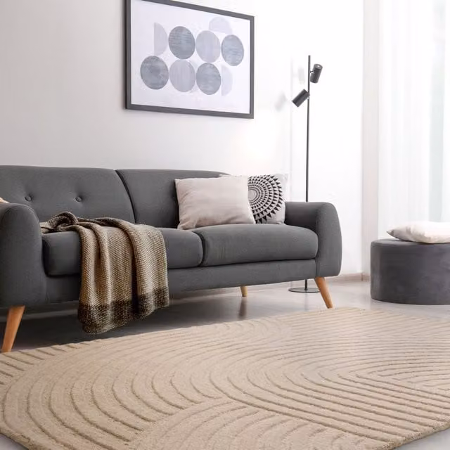 The Rug Shop UK Beige Handmade Modern Geometric Wool Rug W: 200 cm, D: 290 cm – 1