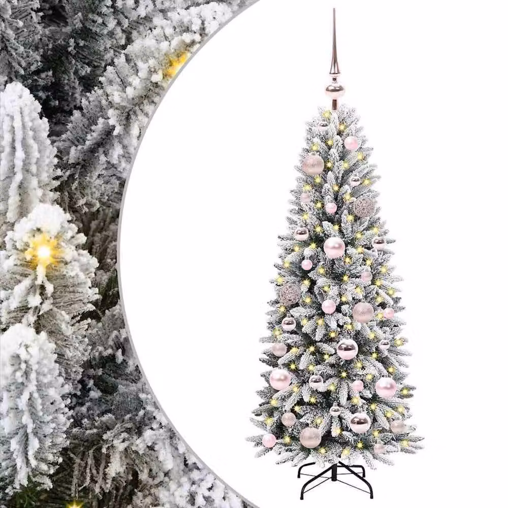 Berkfield Home Green Artificial Christmas Tree with 150 White LEDs, W/D/H: 53 x 53 x 120 cm – 3