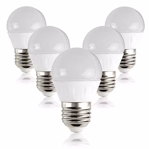 MiniSun Pack of 5 4W LED E27 Golfball Energy Saving Light Bulbs, 2700K Warm White