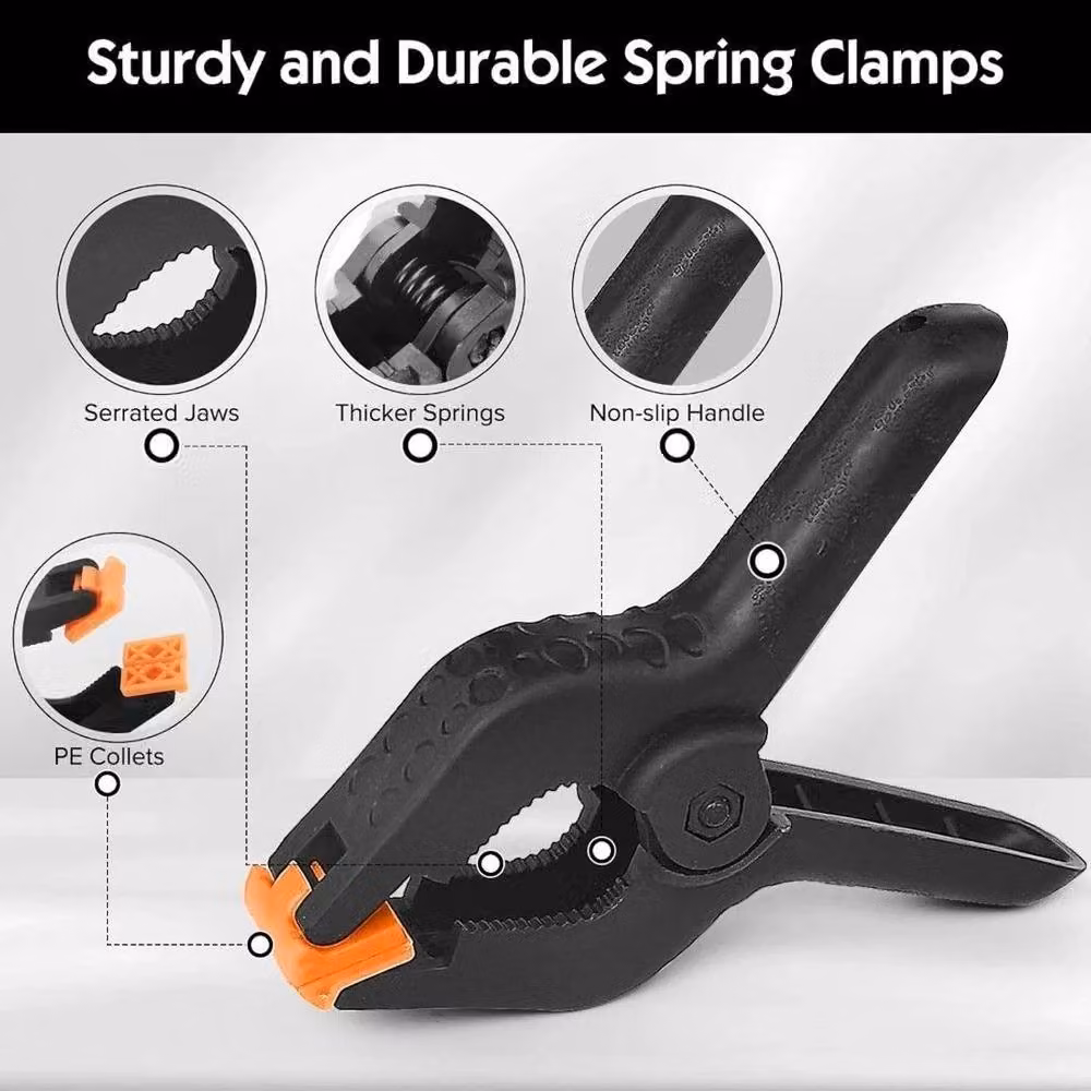 SPETLEK 10 Pack Heavy Duty Large 3 inch Spring Clamps in Black – 3