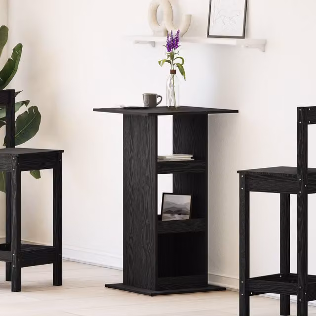 Berkfield Home Bar Table with Storage in Black Oak, W/D/H: 60 x 60 x 102 cm – 1