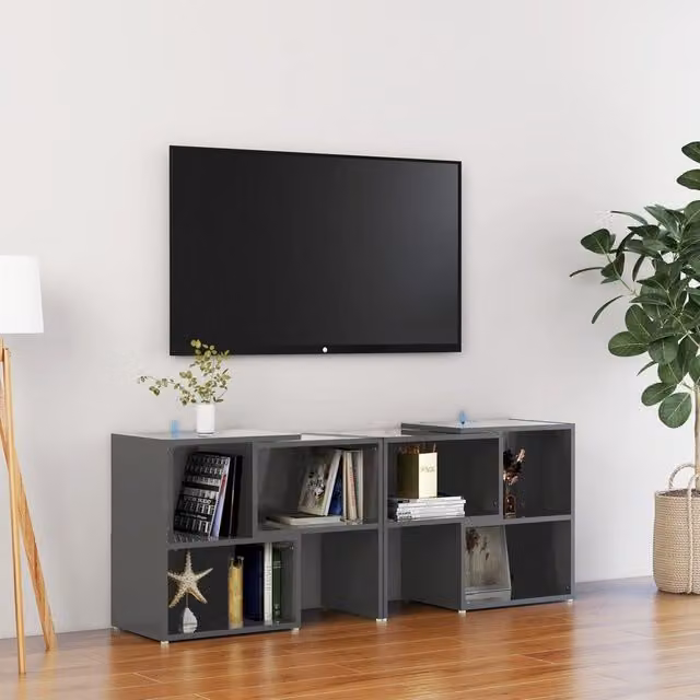 Berkfield Home High Gloss Grey Modern TV Cabinet W/D/H: 104 x 30 x 52 cm – 1