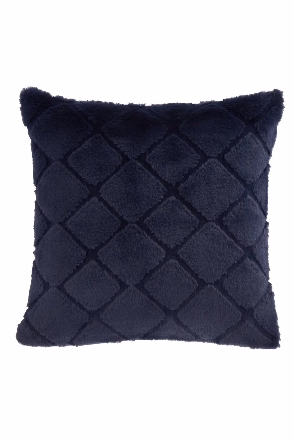 Catherine Lansfield Cosy Diamond Faux Fur Cushion in Blue, W/D/H: 43 x 43 x 43 cm – 5