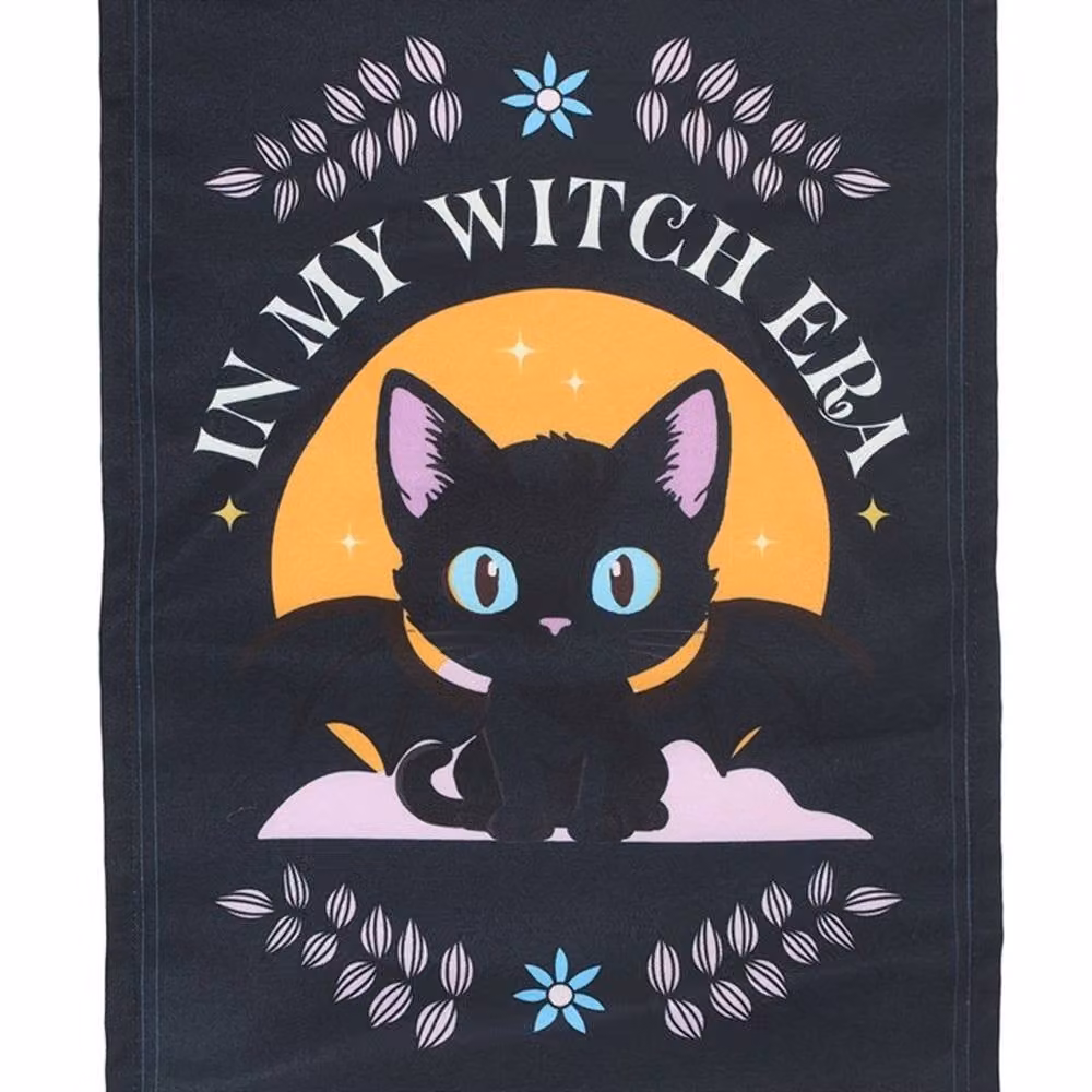 Uniqueful In My Witch Era Bat Cat Fabric Wall Hanging in Black – 3
