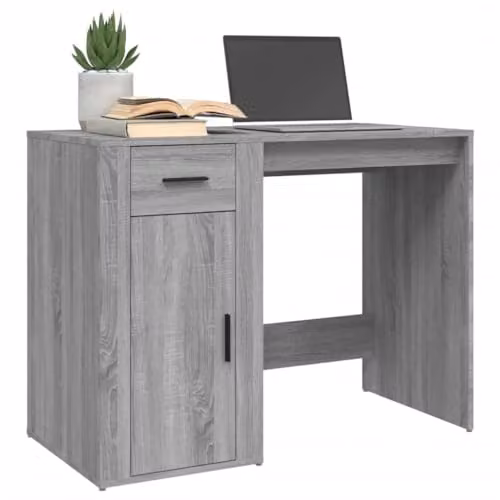 vidaXL Modern Grey Writing Desk in Multilayer Wood W/D/H: 100 x 49 x 75 cm – 4