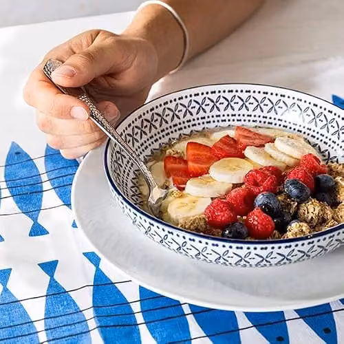 Mikasa Blue Mediterranean Glazed Stoneware Pasta Bowl, 21 cm – 3