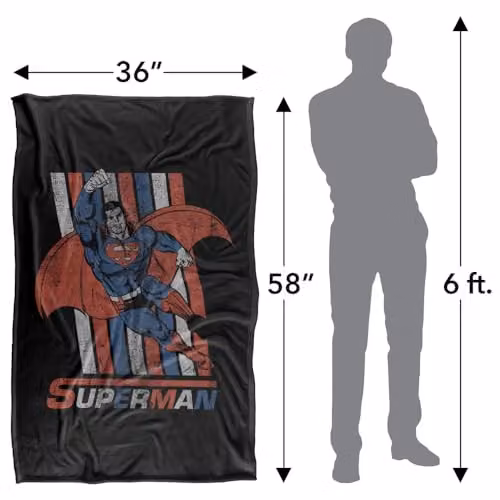 Warner Bros. Superman Retro Stripes Super Soft Fleece Throw Blanket, Multicolour, W/D/H: 91.44 x 91.44 x 1.47 cm – 4