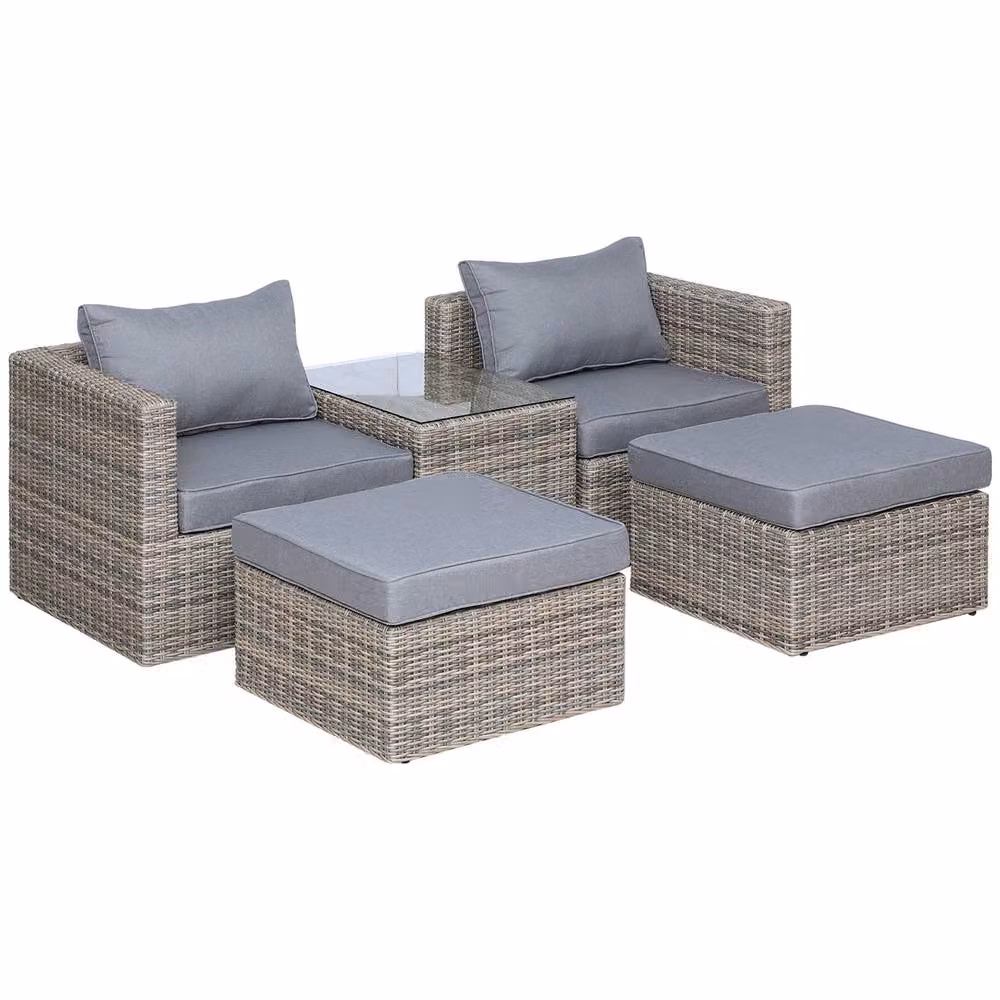 STILVORA Modern Brown Rattan Sofa with Aluminium Frame – 4