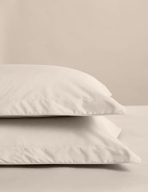 M&S 2 Pack Egyptian Cotton Oxford Pillowcases in White or Beige