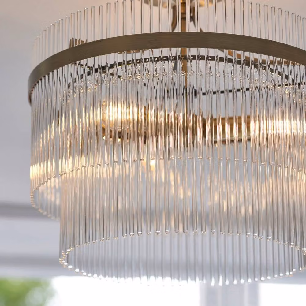 Netlighting Marietta Ceiling Light in Antique Brass with Clear Glass, 3x E14 – 2