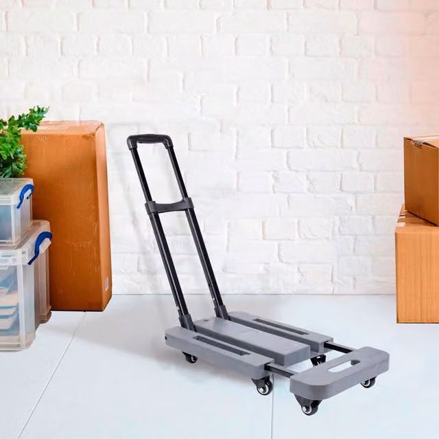 Neo Folding Sack Trolley with Extendable Handle, 200kg Capacity, Silver and Grey