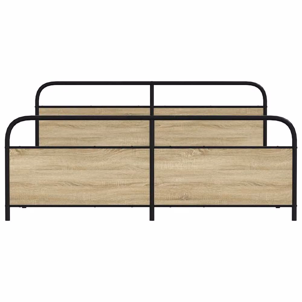 Berkfield Home Metal Bed Frame in Sonoma Light Oak with Drawers, 200 x 200 cm – 2