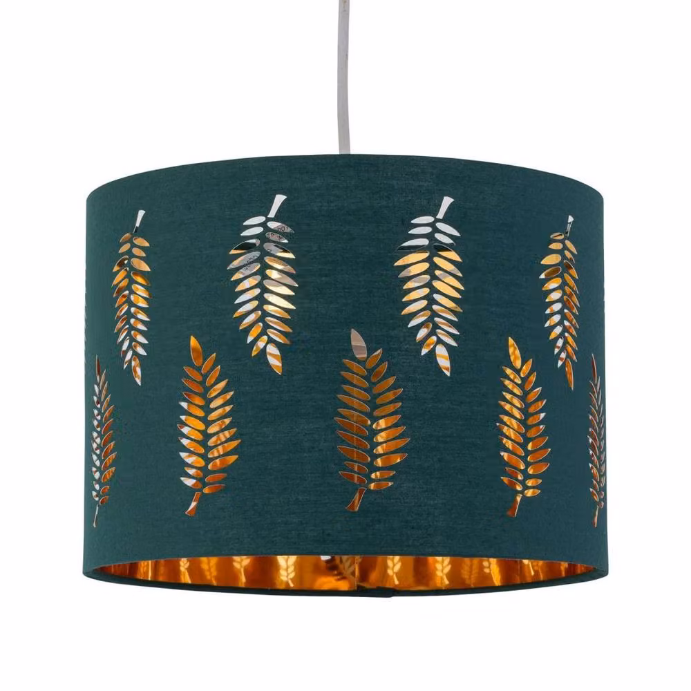 Kelvenix Modern Round Fabric Table Lamp Shade with Fern Leaf Cut Out Design in Yellow, Diameter: 15 cm – 2