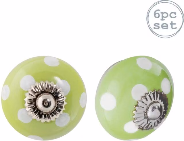 Nicola Spring Ceramic Cabinet Knobs, Pack of 6, Green and White