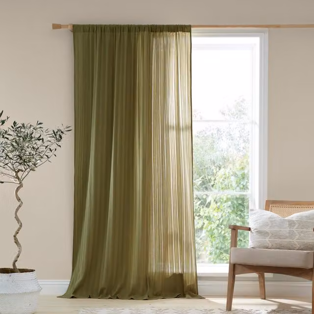 Pineapple Elephant Zofia Olive Green Cotton Anglaise Broderie Single Voile Panel