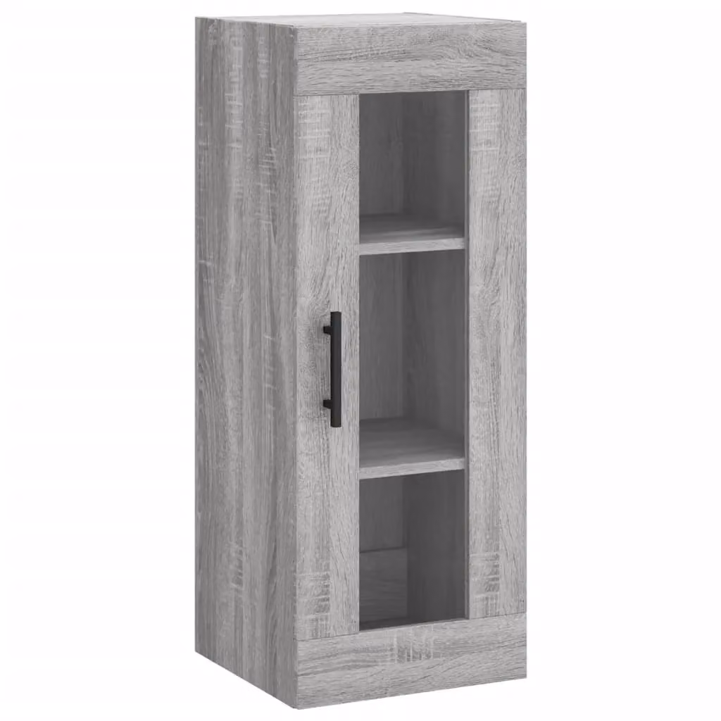 Berkfield Home Wall Mounted Cabinet in Grey with Glass Doors, W/D/H: 34.5 x 34 x 90 cm – 2