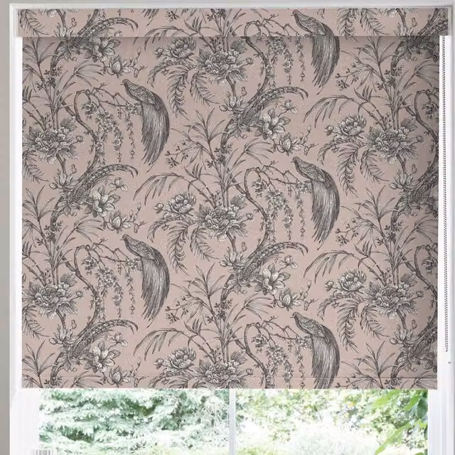 Terrys Made to Measure Blackout Roller Blind in Pink, Black and White Floral Pattern