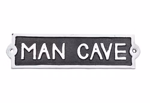 Minster Man Cave Wall Plaque in Black Metal, W: 22 cm, H: 6 cm