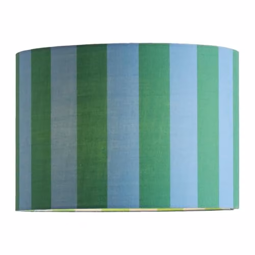 ValueLights Callie Colour Clash Blue and Green Stripe Fabric Drum Lamp Shade with Bulb, Shade Width: 29.5 cm – 1