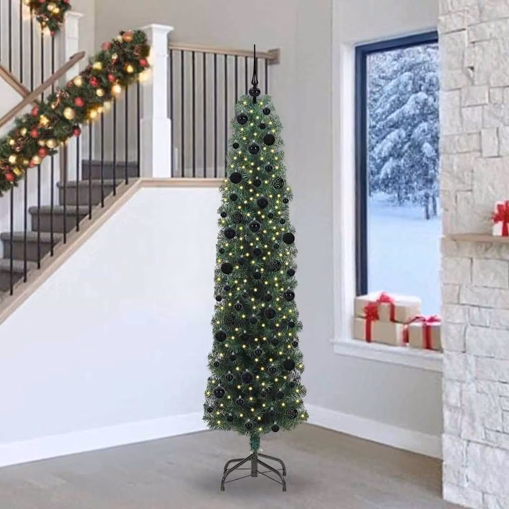 Berkfield Home Artificial Christmas Tree with 300 Warm White LEDs and Stand, Green – 2