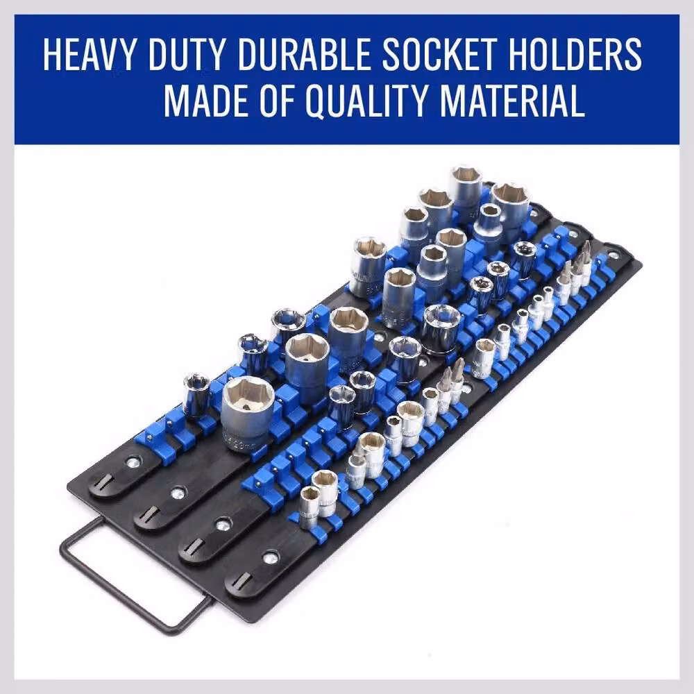 SPETLEK 80-Piece Plastic Socket Storage Rail Rack Holder in Blue – 2