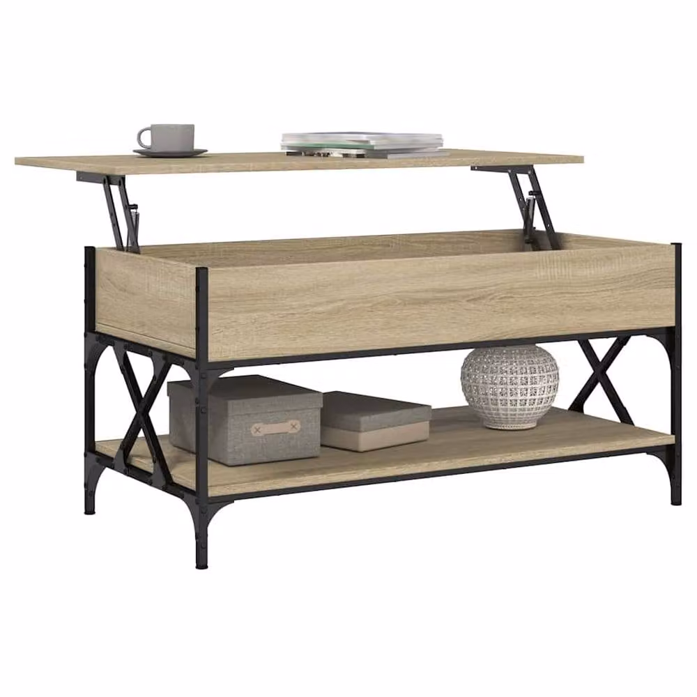 Berkfield Home Sonoma Oak Coffee Table in Beige with Lift Mechanism, W/D/H: 100 x 50 x 50 cm – 3