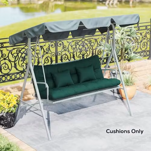 Outsunny Water Repellent Green Outdoor Seat and Back Cushions with Foam Padding – 7