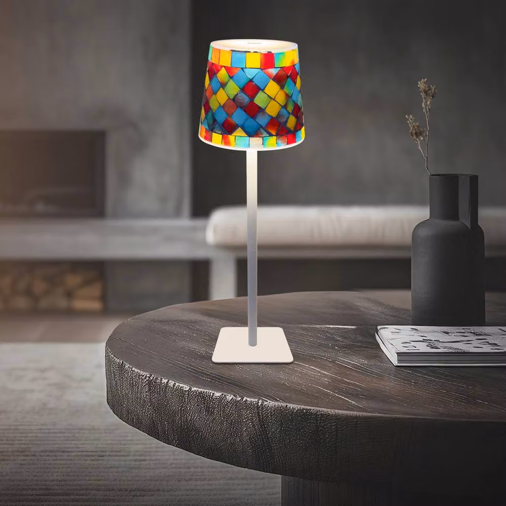 mysmartbuy Multicolour Mosaic Touch Table Lamp with Glass Effect and Rechargeable Battery, Height: 36 cm – 5