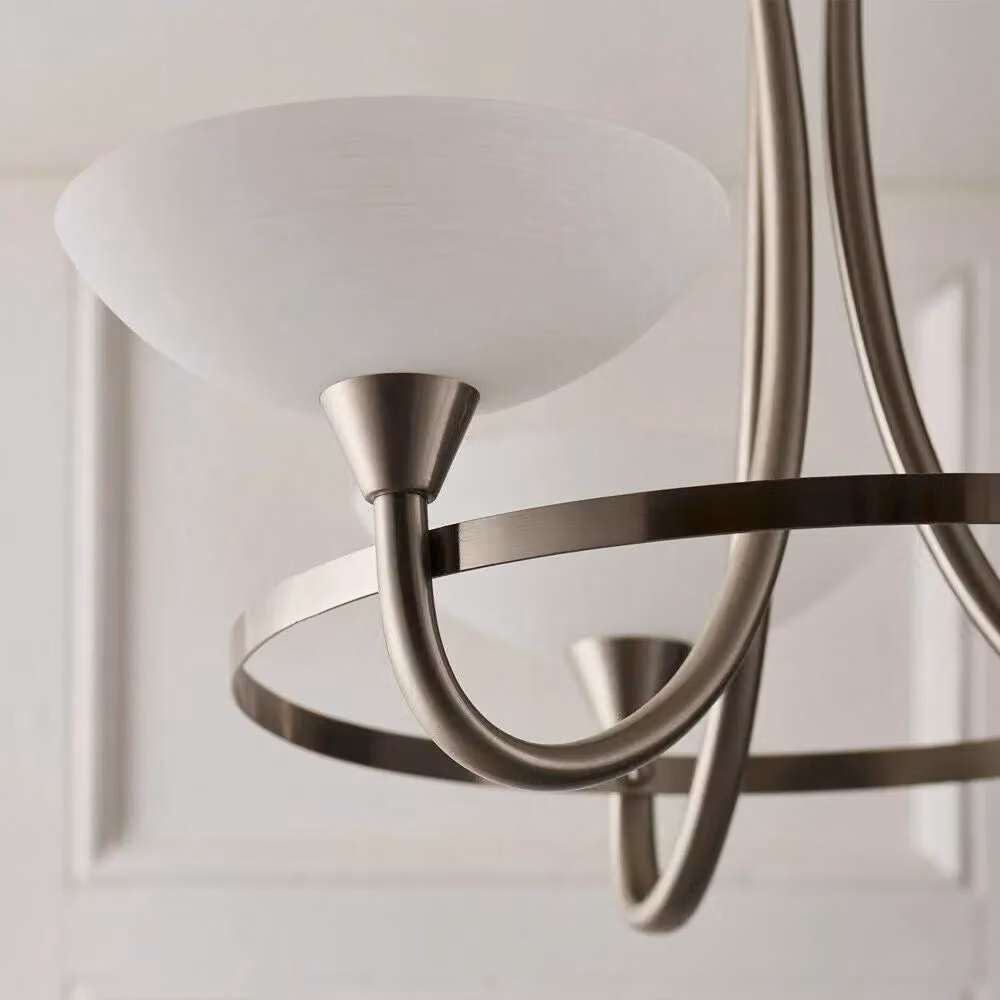 Loops Modern Semi Flush Ceiling Light in Chrome and White with 3 Bulbs – 2