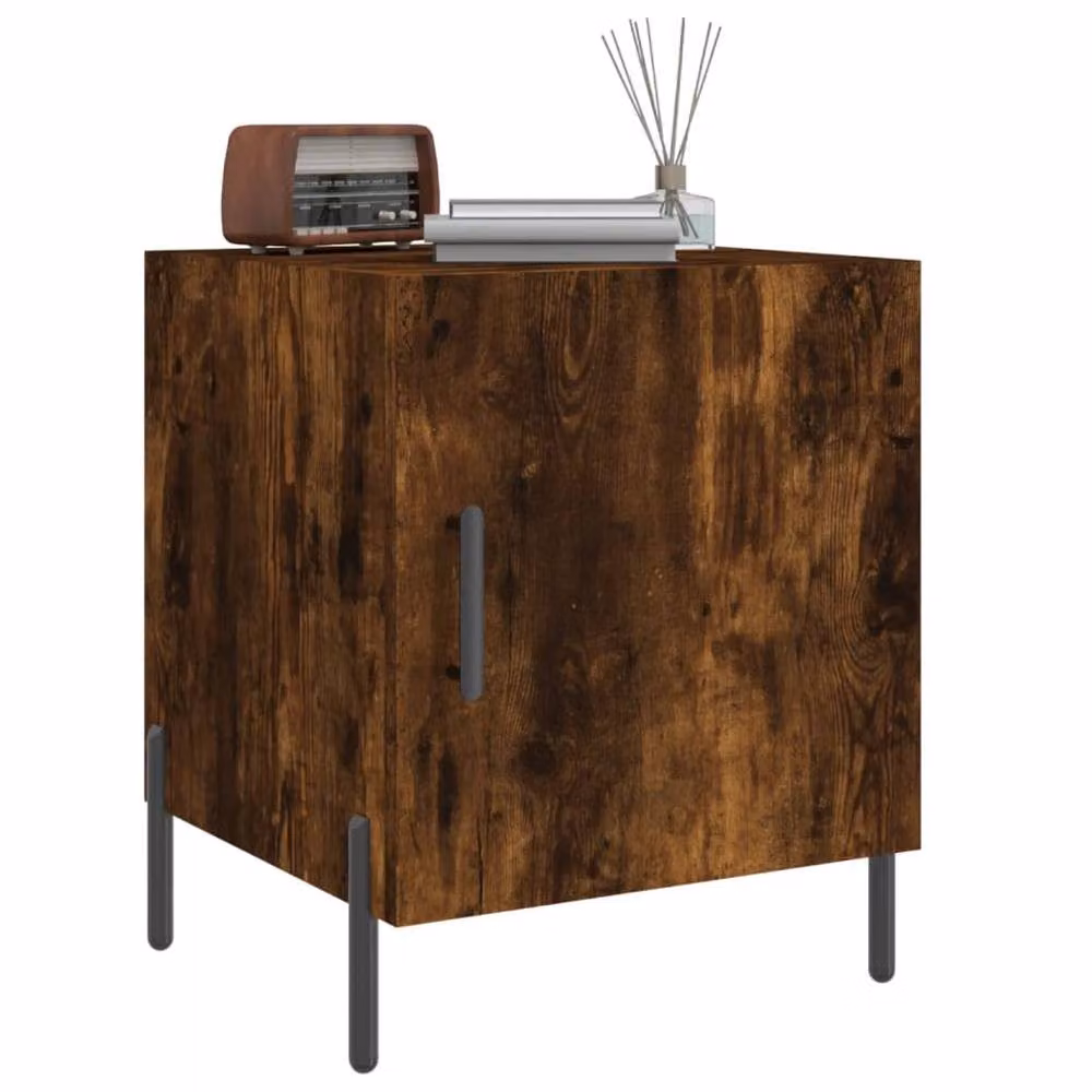 Berkfield Home Set of 2 Smoked Oak Bedside Cabinets in Brown, W/D/H: 40 x 40 x 50 cm – 4
