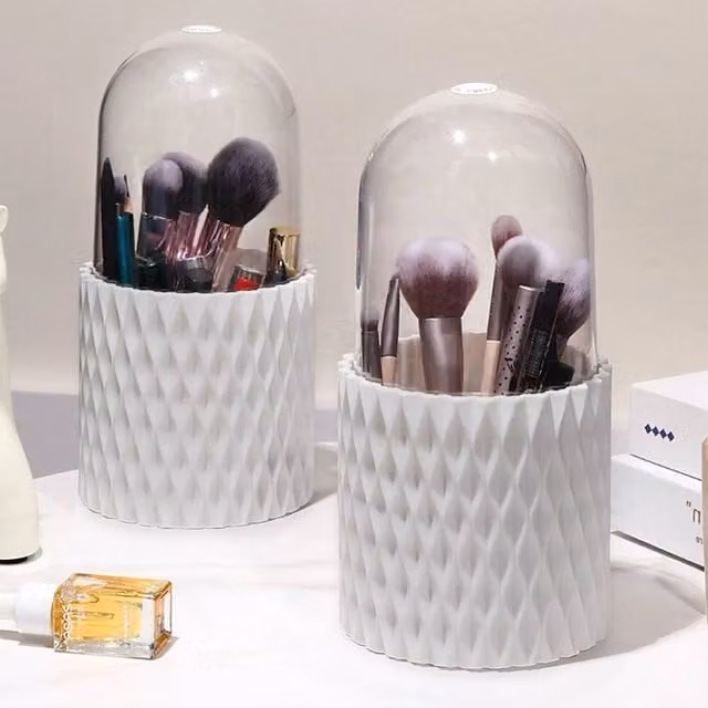 EONLION 360 Rotating Makeup Brush Storage Box in White, W/D/H: 5 x 5 x 5 cm – 1