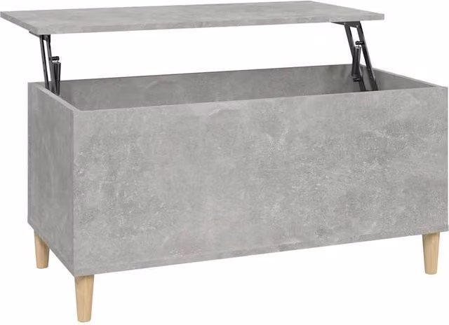 Berkfield Home Rectangular Coffee Table in Grey with Lift Mechanism, W/D/H: 90 x 44.5 x 45 cm