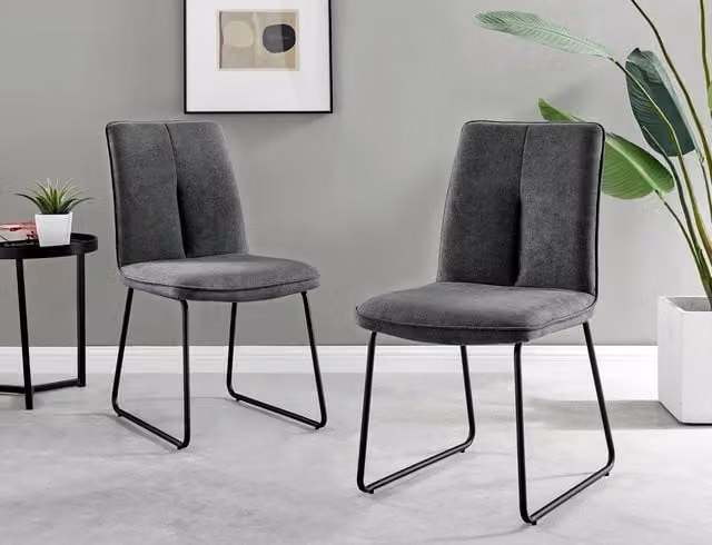 FurnitureboxUK Penrose Round Dining Table and 4 Halle Chairs in Black and Dark Grey, Diameter: 120 cm