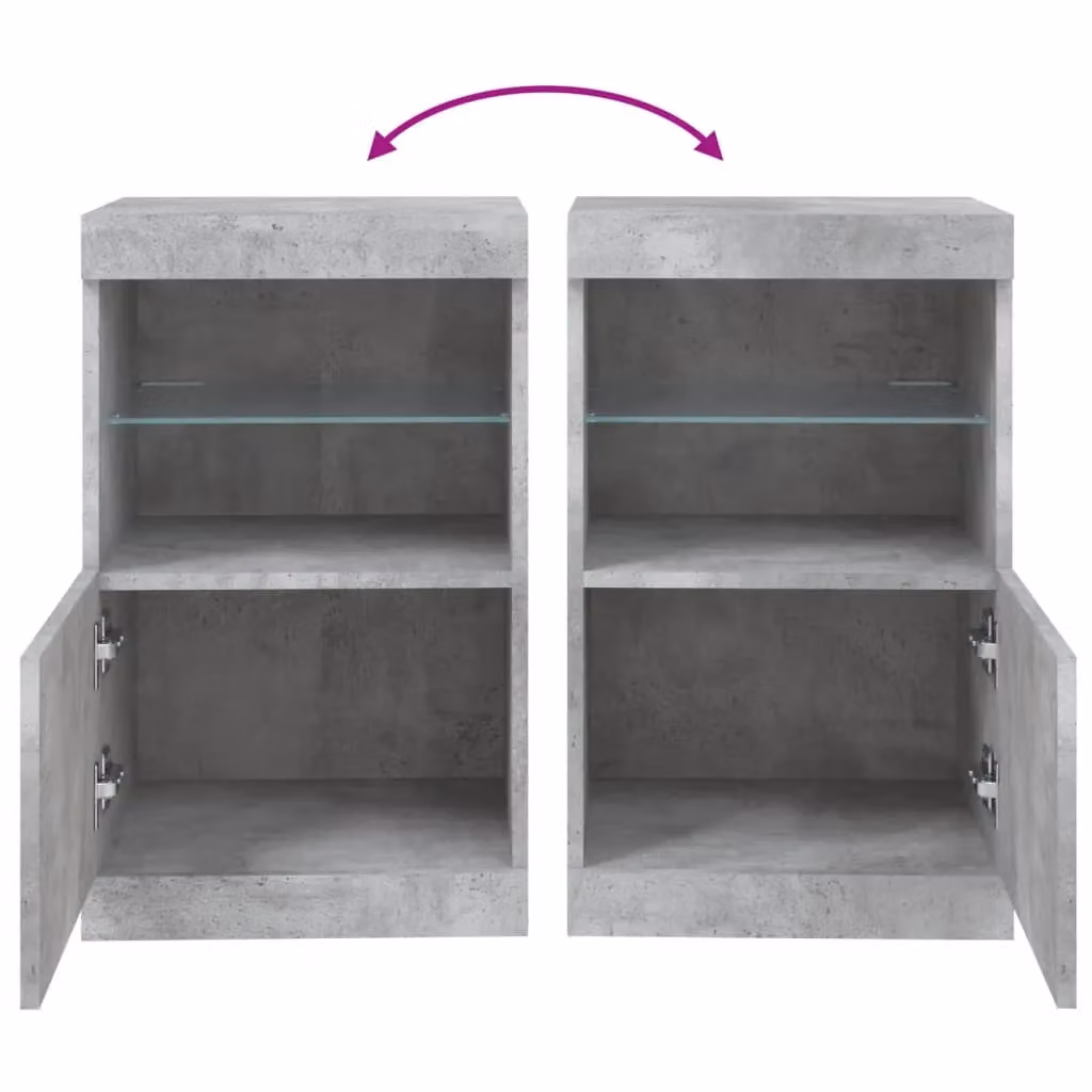 Berkfield Home Modern Sideboard with Integrated LED Lights in Concrete Grey, W/D/H: 41 x 37 x 67 cm – 5