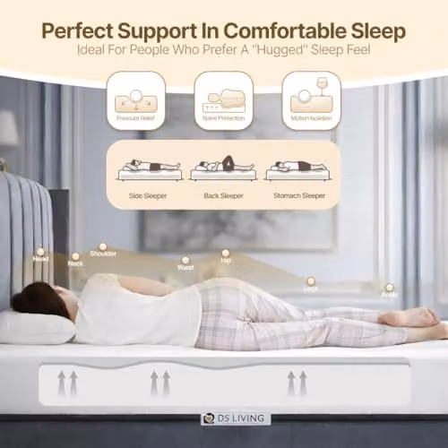 DS Living Pureflex Orthopaedic Memory Foam Mattress, White, W/D/H: 150 x 200 x 10.16 cm – 3