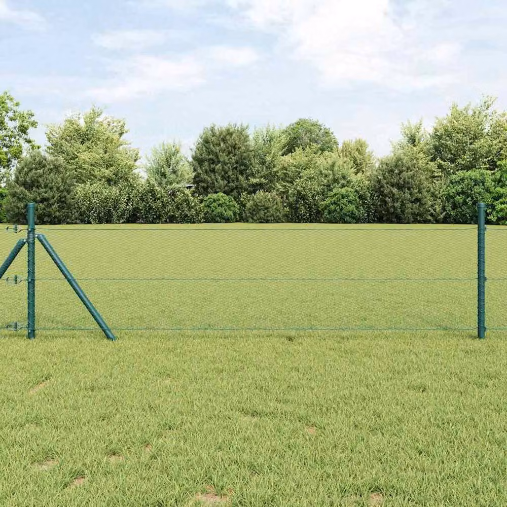 Berkfield Home Green Steel Hexagon Fence, W: 0.5 m, L: 10 m – 1