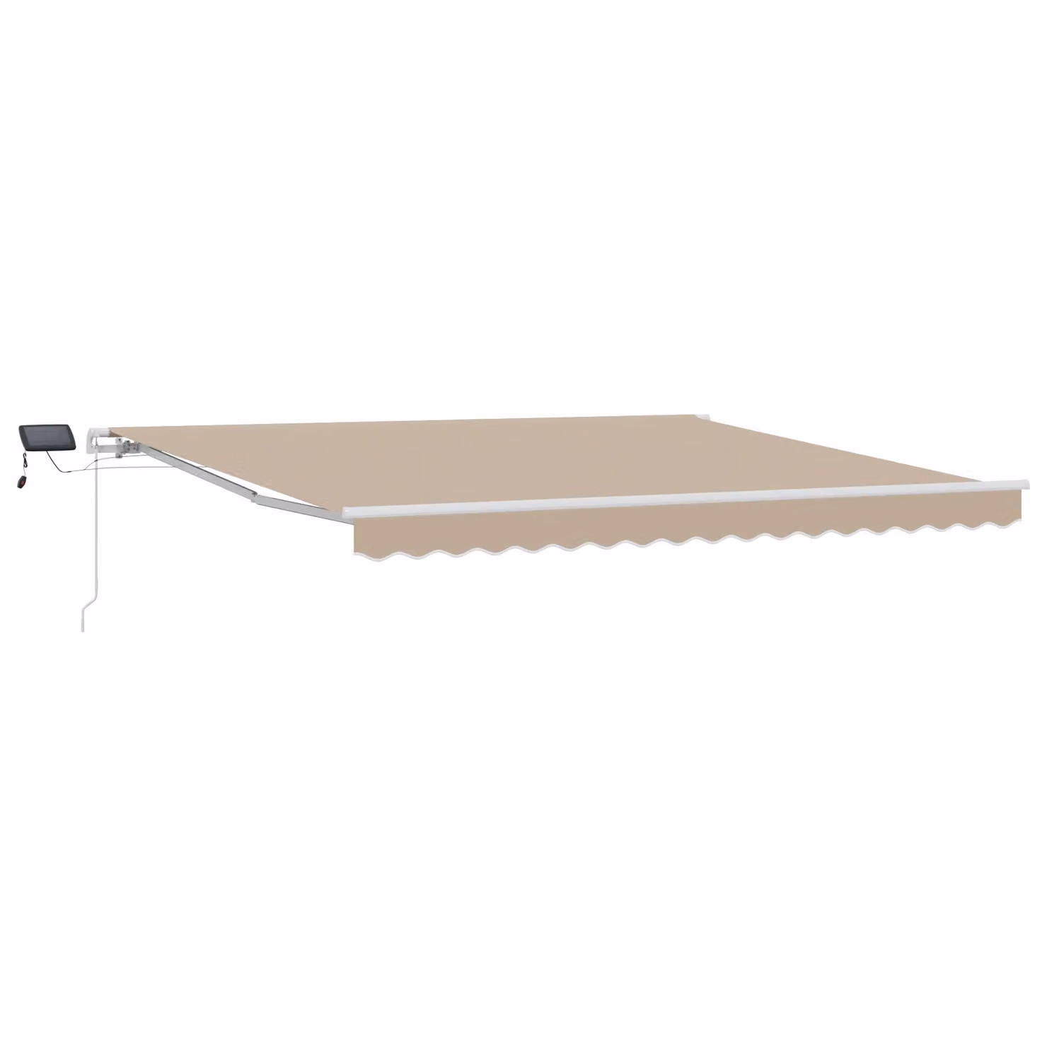 Berkfield Home Manual Retractable Polyester Awning with LED in Beige, W: 400 cm, D: 300 cm – 2