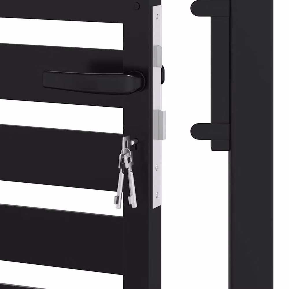 Berkfield Home Lockable Single Garden Gate in Black Aluminium, W: 100 cm, H: 150 cm – 4